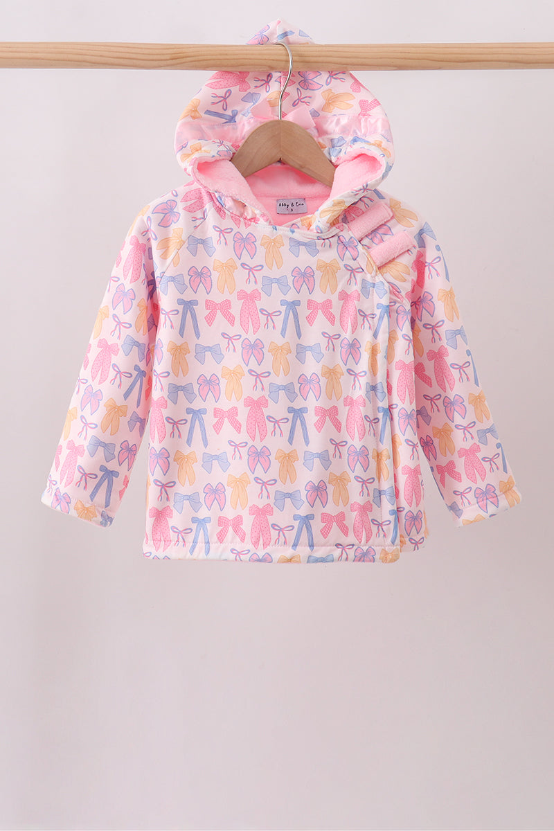 Pink Bow Fleece Hoodie Jacket - Aaria Tees Aaria Tees