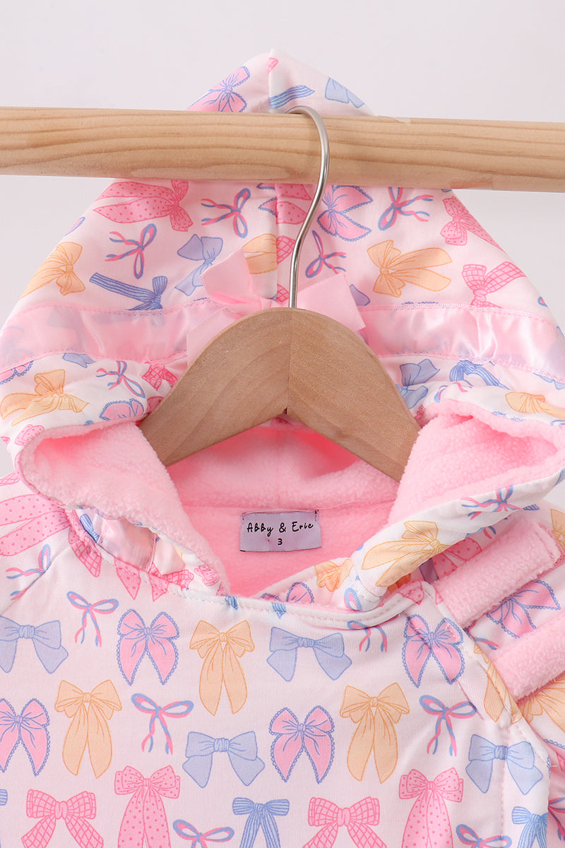 Pink Bow Fleece Hoodie Jacket - Aaria Tees Aaria Tees