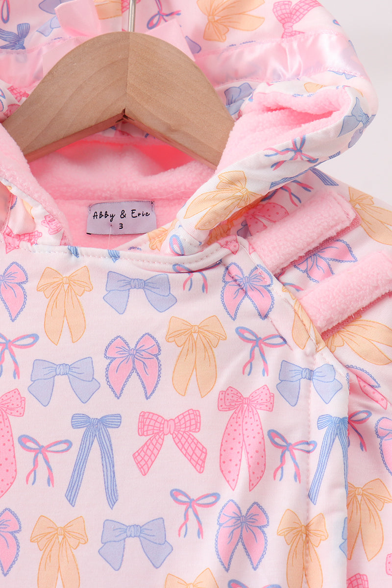 Pink Bow Fleece Hoodie Jacket - Aaria Tees Aaria Tees