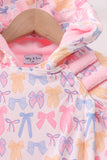 Pink Bow Fleece Hoodie Jacket - Aaria Tees Aaria Tees