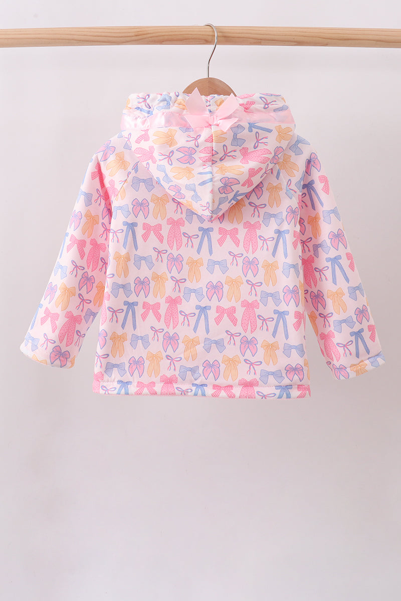 Pink Bow Fleece Hoodie Jacket - Aaria Tees Aaria Tees
