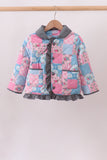 Teal Patchwork Floral Ruffle Jacket - Aaria Tees Aaria Tees