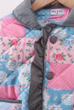Teal Patchwork Floral Ruffle Jacket - Aaria Tees Aaria Tees