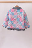 Teal Patchwork Floral Ruffle Jacket - Aaria Tees Aaria Tees