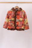Brown Patchwork Floral Ruffle Jacket - Aaria Tees Aaria Tees