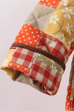 Brown Patchwork Floral Ruffle Jacket - Aaria Tees Aaria Tees