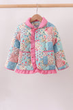 Pink Patchwork Floral Ruffle Jacket - Aaria Tees Aaria Tees