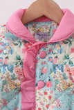 Pink Patchwork Floral Ruffle Jacket - Aaria Tees Aaria Tees