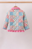 Pink Patchwork Floral Ruffle Jacket - Aaria Tees Aaria Tees