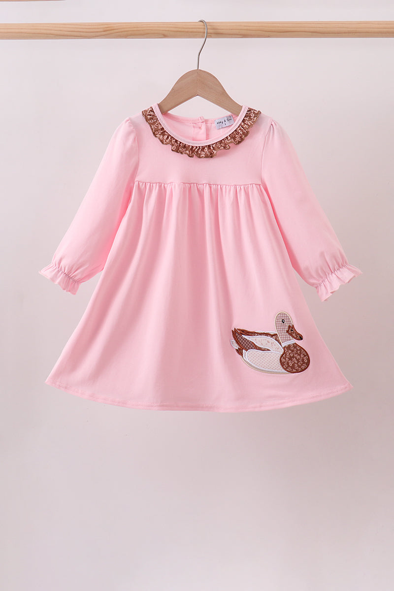 Pink Mallard Applique Ruffle Dress - Aaria Tees Aaria Tees