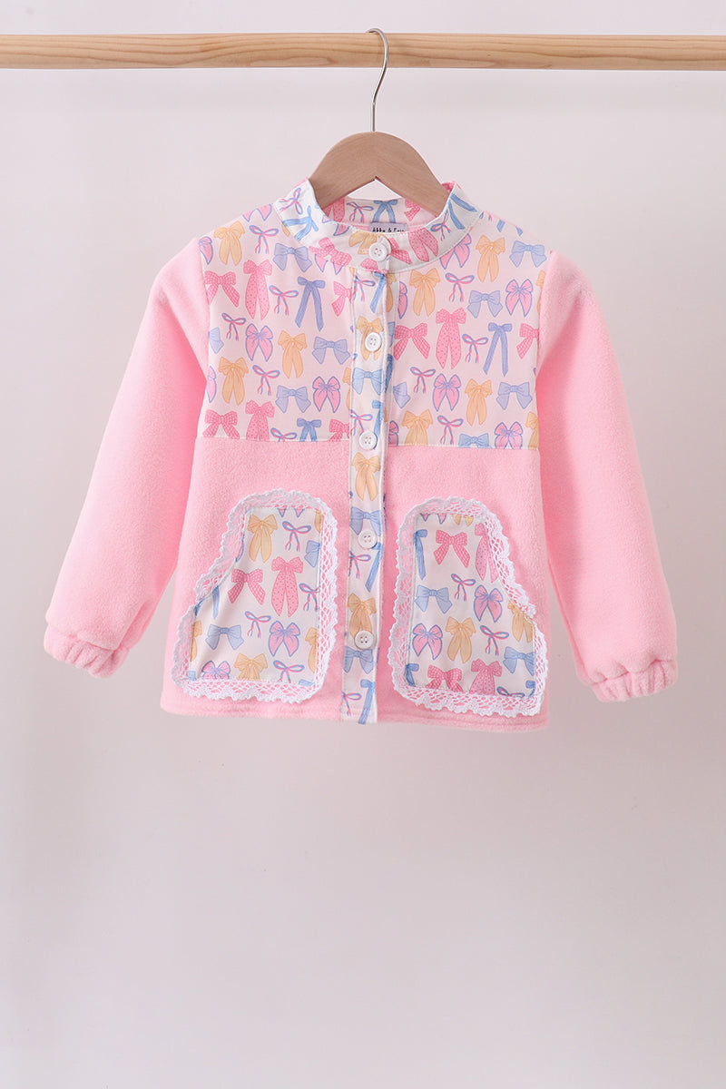 Pink Bow Fleece mom&me Jacket - Aaria Tees Aaria Tees