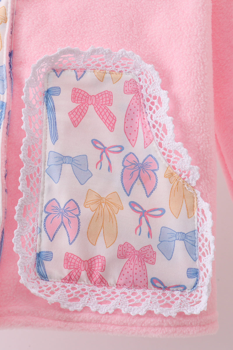 Pink Bow Fleece mom&me Jacket - Aaria Tees Aaria Tees