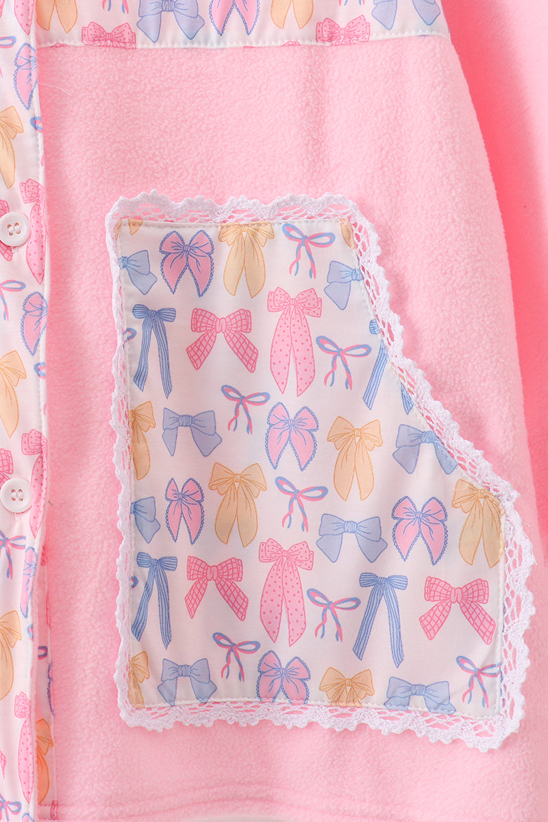 Pink Bow Fleece mom&me Jacket - Aaria Tees Aaria Tees