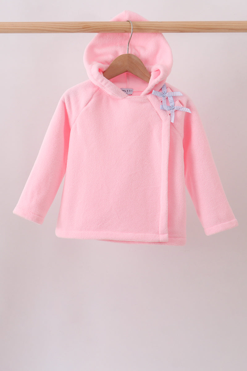 Pink Fleece Bow Coat - Aaria Tees Aaria Tees
