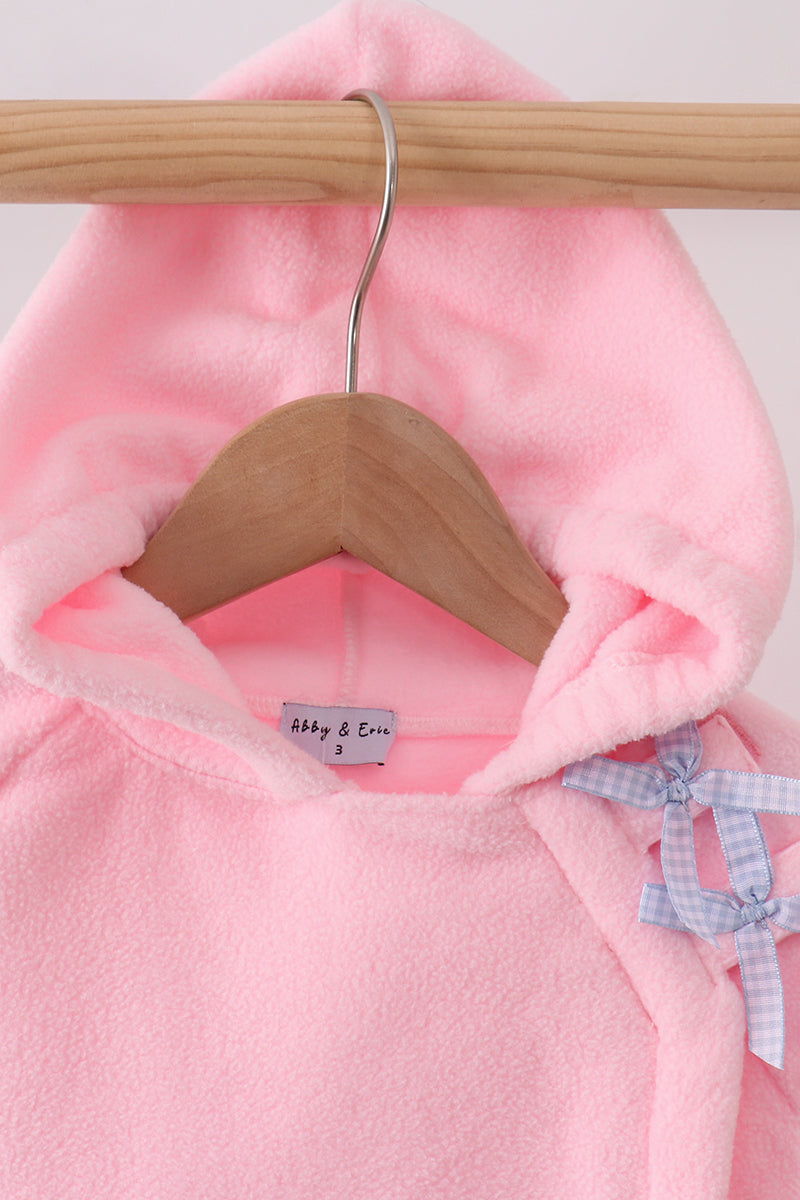 Pink Fleece Bow Coat - Aaria Tees Aaria Tees