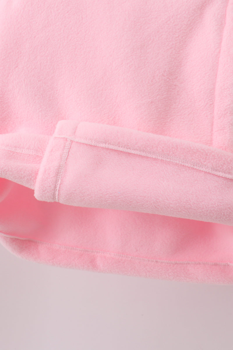 Pink Fleece Bow Coat - Aaria Tees Aaria Tees