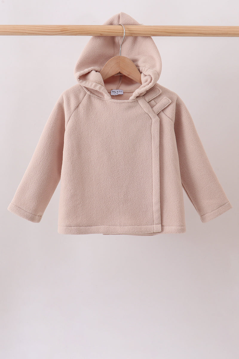 Khaki Fleece Bow Coat - Aaria Tees Aaria Tees
