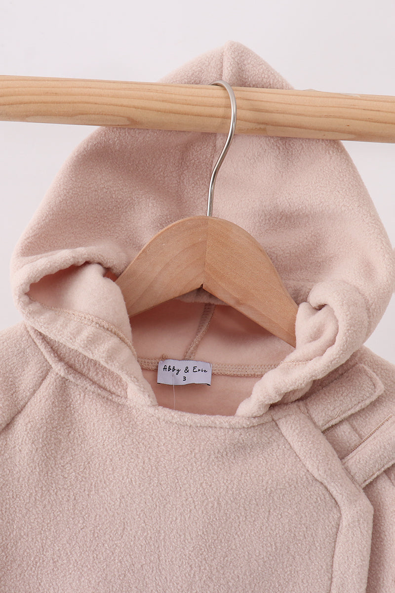 Khaki Fleece Bow Coat - Aaria Tees Aaria Tees