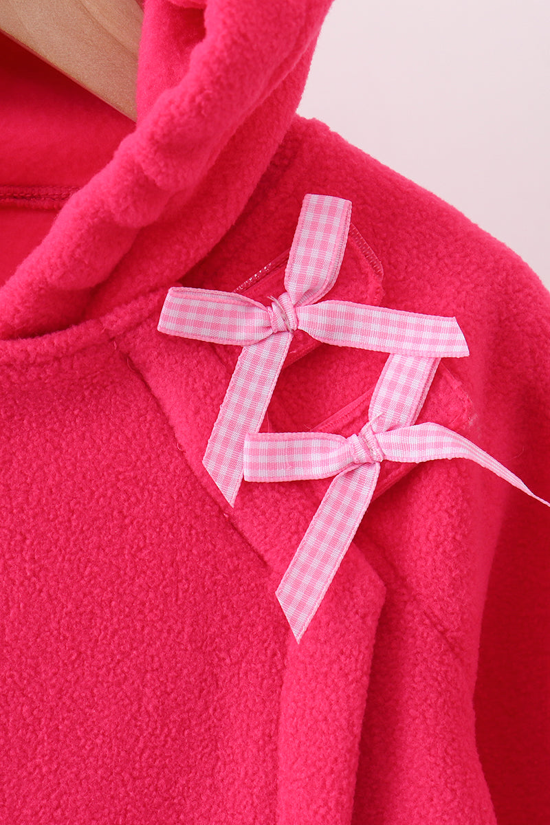 Magenta Fleece Bow Coat - Aaria Tees Aaria Tees