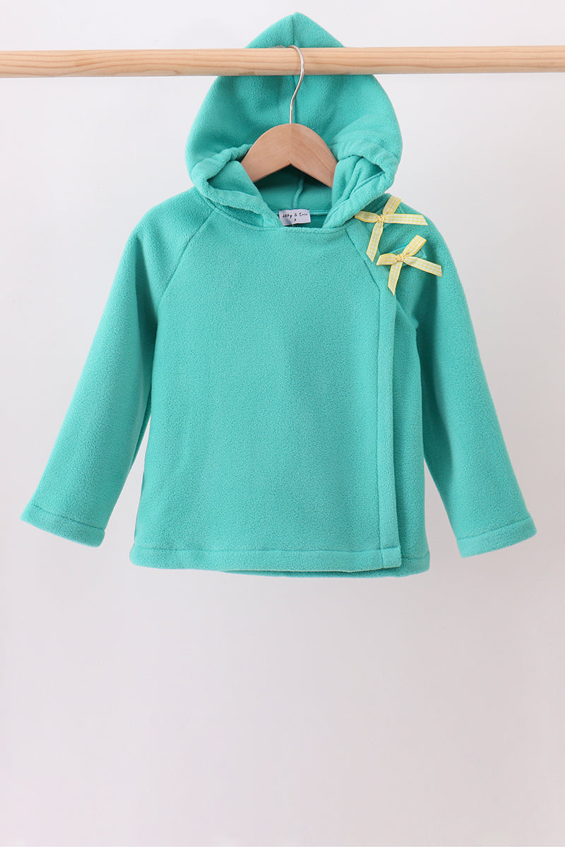 Turquoise Fleece Bow Coat - Aaria Tees
