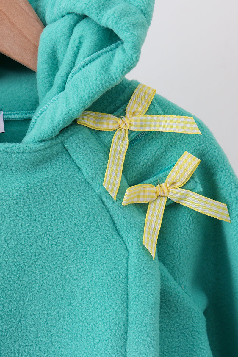 Turquoise Fleece Bow Coat - Aaria Tees Aaria Tees