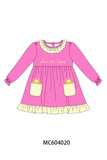 Pink shine for jesus embroidery pocket ruffle dress Aaria Tees
