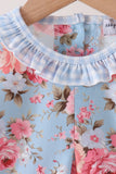 Blue rose floral ruffle bloomer set Aaria Tees