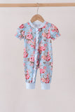 Blue rose floral ruffle romper Aaria Tees