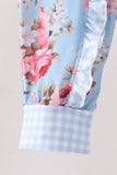 Blue rose floral ruffle romper Aaria Tees
