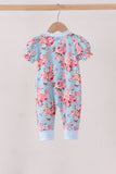 Blue rose floral ruffle romper Aaria Tees