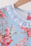 Blue rose floral ruffle dress Aaria Tees