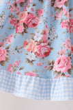 Blue rose floral ruffle dress Aaria Tees