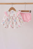 Pink all day adventure ruffle bloomer set - Aaria Tees Aaria Tees