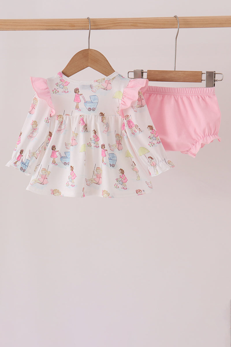 Pink all day adventure ruffle bloomer set - Aaria Tees Aaria Tees