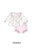Pink all day adventure ruffle bloomer set Aaria Tees