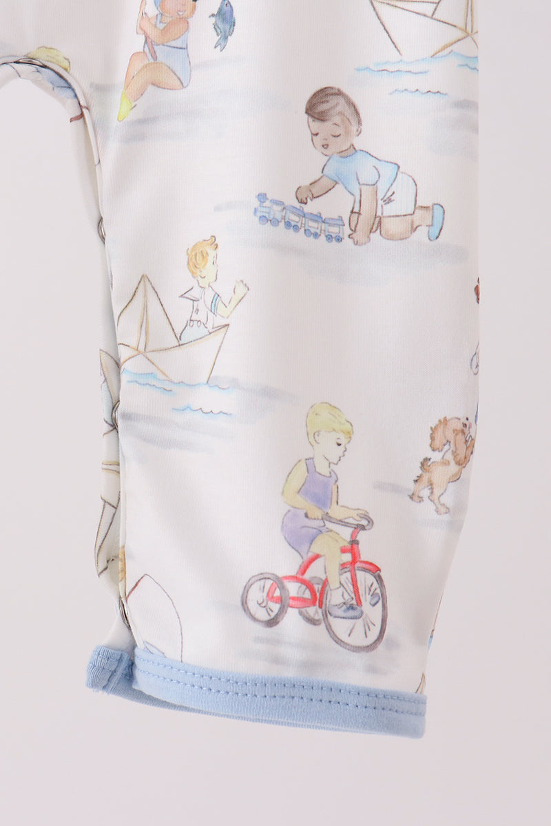 Blue all day adventure pocket romper - Aaria Tees Aaria Tees