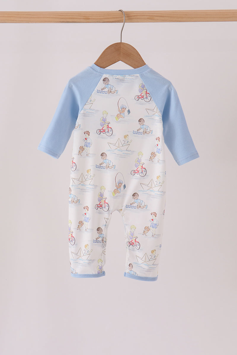 Blue all day adventure pocket romper - Aaria Tees Aaria Tees