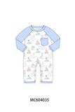 Blue all day adventure pocket romper Aaria Tees
