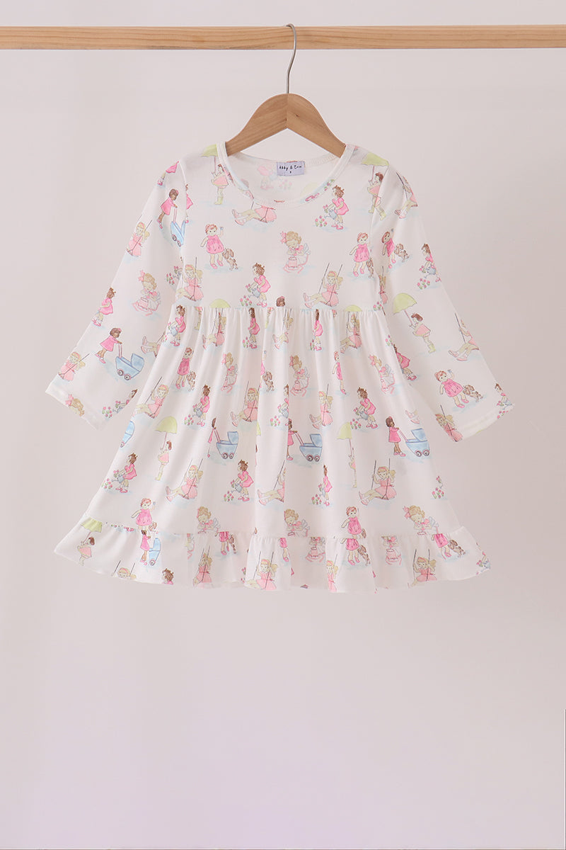 Pink all day adventure ruffle dress - Aaria Tees