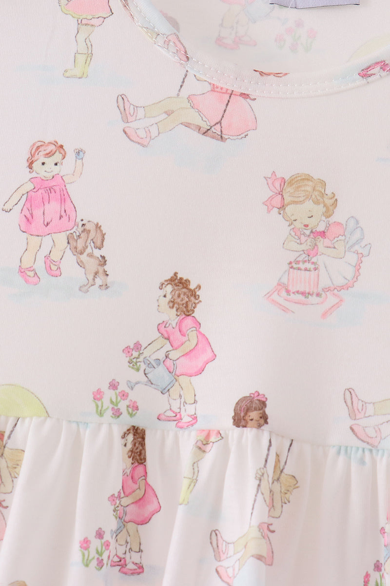 Pink all day adventure ruffle dress - Aaria Tees Aaria Tees