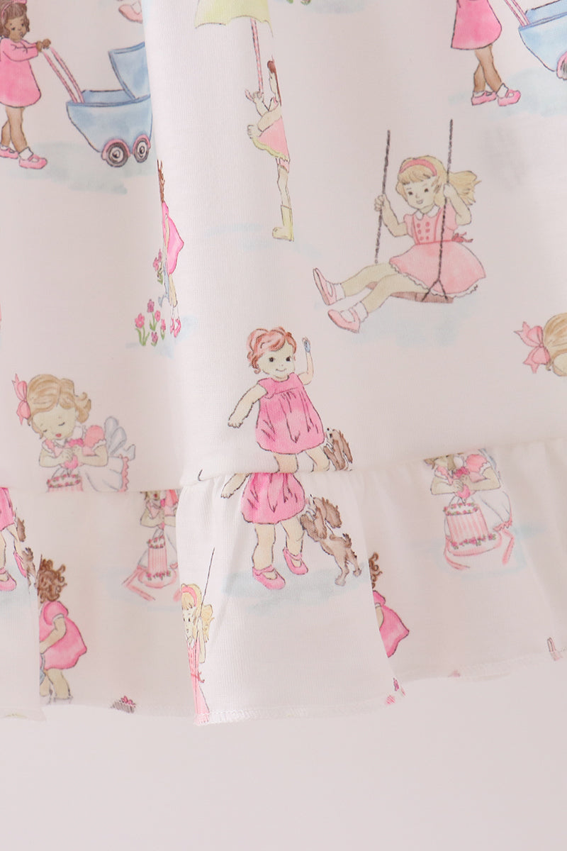 Pink all day adventure ruffle dress - Aaria Tees Aaria Tees