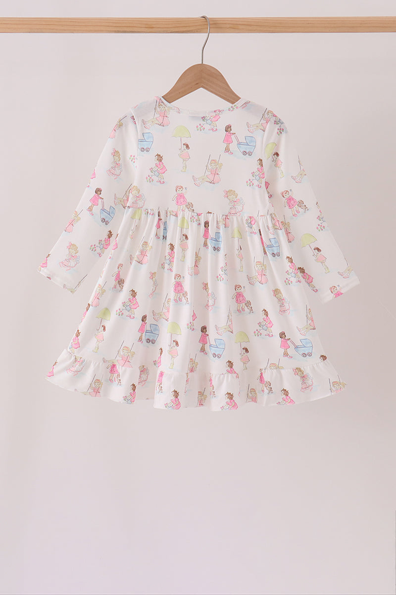 Pink all day adventure ruffle dress - Aaria Tees Aaria Tees