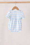 Blue Pumpkin Embroidery Gingham Bubble - Aaria Tees Aaria Tees