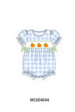 Blue Pumpkin Embroidery Gingham Bubble Aaria Tees
