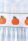 Blue Pumpkin Embroidery Gingham Bloomer set - Aaria Tees Aaria Tees