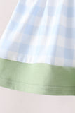 Blue Pumpkin Embroidery Gingham Bloomer set - Aaria Tees Aaria Tees