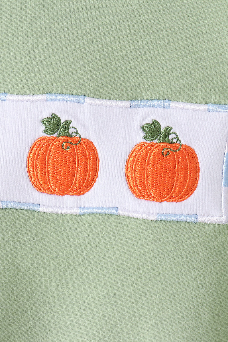 Blue Pumpkin Embroidery Gingham pants Set - Aaria Tees Aaria Tees