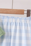 Blue Pumpkin Embroidery Gingham pants Set - Aaria Tees Aaria Tees