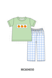 Blue Pumpkin Embroidery Gingham pants Set Aaria Tees