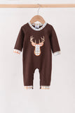 Brown deer applique romper Aaria Tees